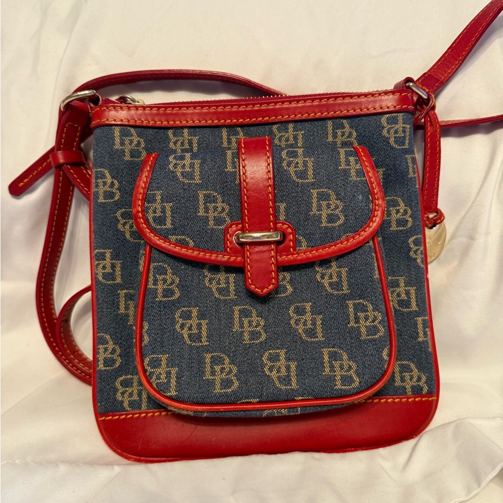Dooney & Bourke Red and Denim Signature Cross Body Bag